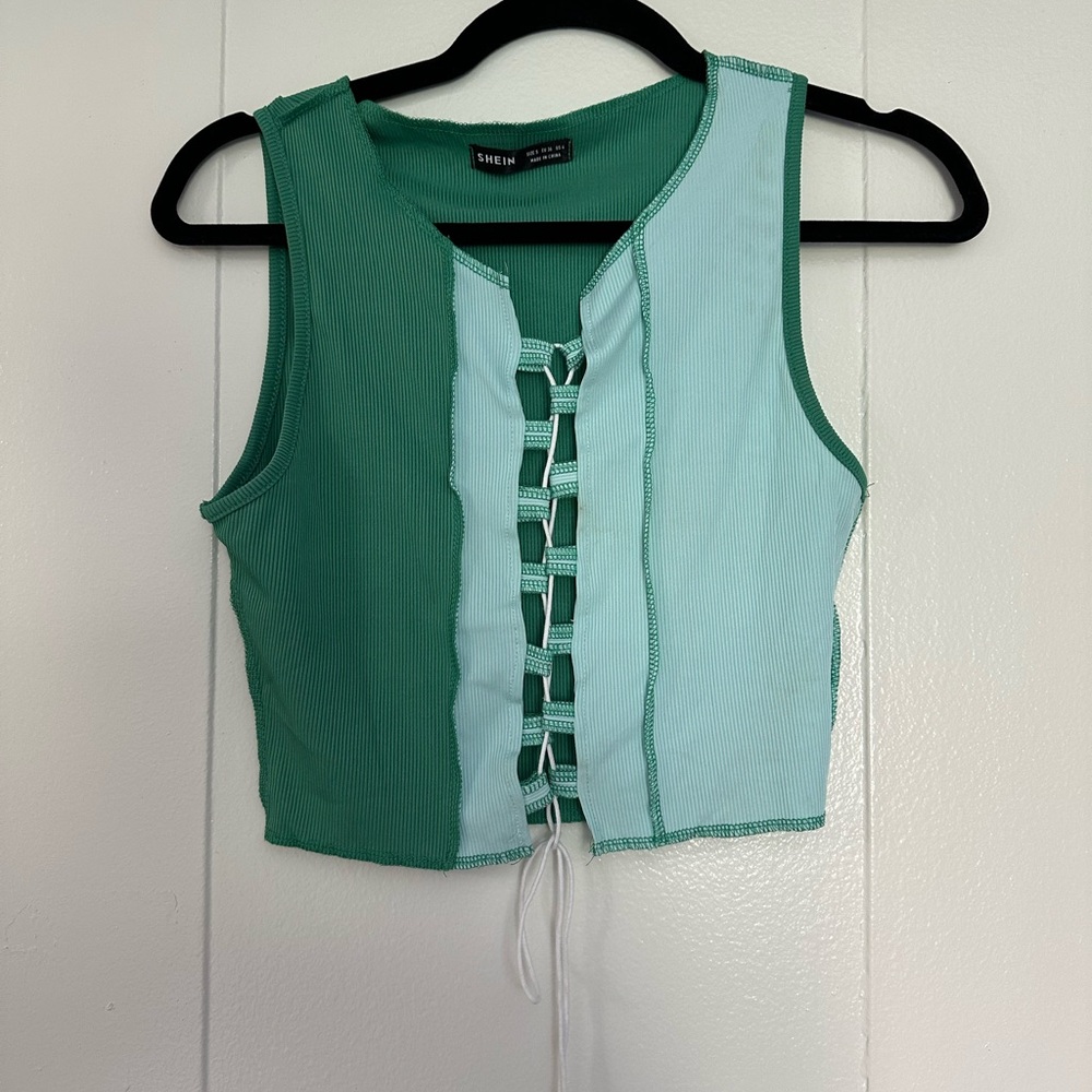 Cutout Two Tone Tank Top